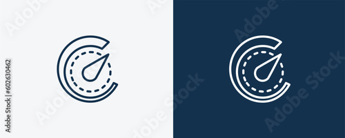 velocity icon. Outline velocity icon from artificial intellegence collection. Linear vector isolated on white and dark blue background. Editable velocity symbol.