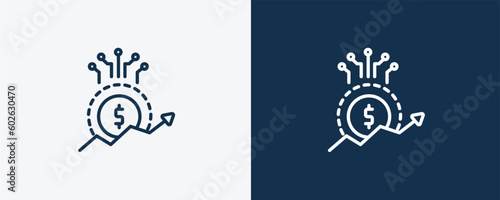 value icon. Outline value icon from artificial intellegence collection. Linear vector isolated on white and dark blue background. Editable value symbol.