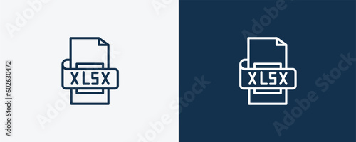xlsx icon. Outline xlsx icon from artificial intellegence collection. Linear vector isolated on white and dark blue background. Editable xlsx symbol.