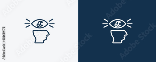 visualization icon. Outline visualization icon from artificial intellegence collection. Linear vector isolated on white and dark blue background. Editable visualization symbol.