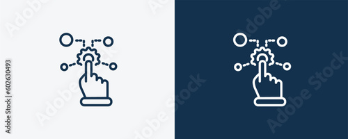 control icon. Outline control icon from artificial intellegence collection. Linear vector isolated on white and dark blue background. Editable control symbol.