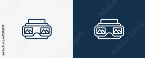 stereoscope icon. Outline stereoscope icon from artificial intellegence collection. Linear vector isolated on white and dark blue background. Editable stereoscope symbol.