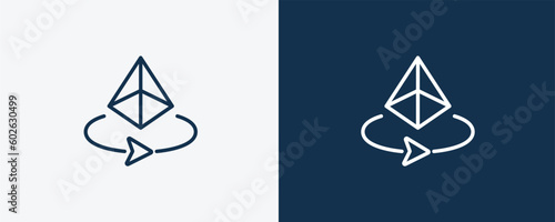 3d icon. Outline 3d icon from artificial intellegence collection. Linear vector isolated on white and dark blue background. Editable 3d symbol.