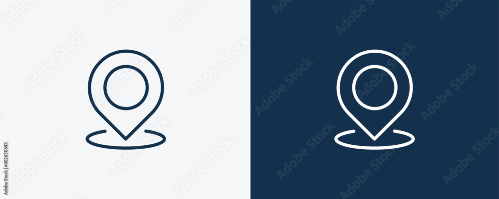 landmark icon. Outline landmark icon from travel and trip collection. Linear vector isolated on white and dark blue background. Editable landmark symbol. landmark icon. Outline landmark icon from travel and trip collection. Linear vector isolated on white and dark blue background. Editable landmark symbol.