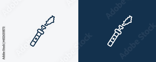 electronic cigarette icon. Outline electronic cigarette icon from technology collection. Linear vector isolated on white and dark blue background. Editable electronic cigarette symbol.