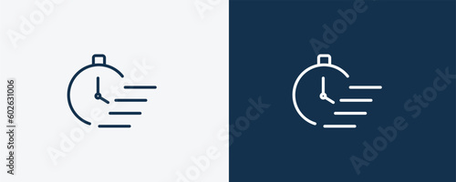 quick icon. Outline quick icon from startup and strategy collection. Linear vector isolated on white and dark blue background. Editable quick symbol.