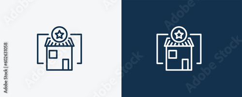 franchise icon. Outline franchise icon from startup and strategy collection. Linear vector isolated on white and dark blue background. Editable franchise symbol.