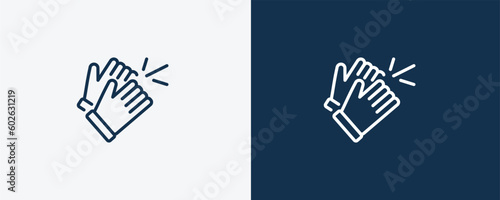 clap icon. Outline clap icon from startup and strategy collection. Linear vector isolated on white and dark blue background. Editable clap symbol.