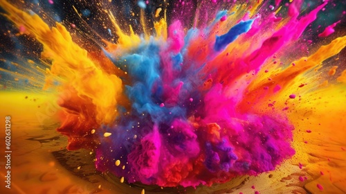 Colorful holi powder blowing up. © piai