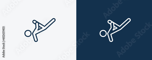 capoeira icon. Outline capoeira icon from sport and game collection. Linear vector isolated on white and dark blue background. Editable capoeira symbol.