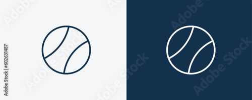 tennis sport ball icon. Outline tennis sport ball icon from sport and game collection. Linear vector isolated on white and dark blue background. Editable tennis sport ball symbol.