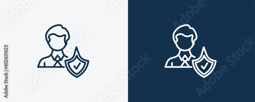 insurance agent icon. Outline insurance agent icon from Insurance and Coverage collection. Linear vector isolated on white and dark blue background. Editable insurance agent symbol.
