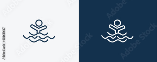 drown icon. Outline drown icon from Insurance and Coverage collection. Linear vector isolated on white and dark blue background. Editable drown symbol.