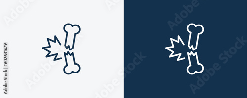fracture icon. Outline fracture icon from Insurance and Coverage collection. Linear vector isolated on white and dark blue background. Editable fracture symbol.