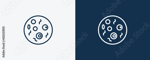 microbes icon. Outline microbes icon from Hygiene and Sanitation collection. Linear vector isolated on white and dark blue background. Editable microbes symbol.