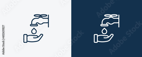 ablution icon. Outline ablution icon from Hygiene and Sanitation collection. Linear vector isolated on white and dark blue background. Editable ablution symbol.