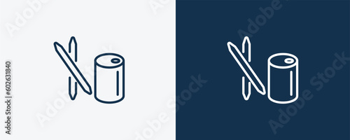 toothpick icon. Outline toothpick icon from Hygiene and Sanitation collection. Linear vector isolated on white and dark blue background. Editable toothpick symbol.