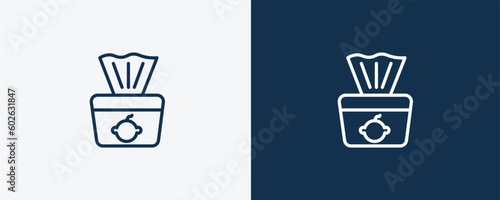 baby wipe icon. Outline baby wipe icon from Hygiene and Sanitation collection. Linear vector isolated on white and dark blue background. Editable baby wipe symbol.