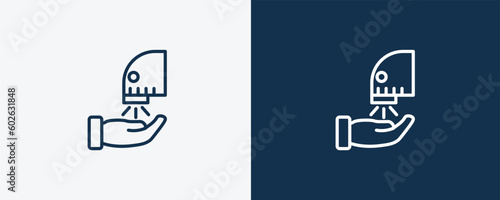 dryer icon. Outline dryer icon from Hygiene and Sanitation collection. Linear vector isolated on white and dark blue background. Editable dryer symbol.