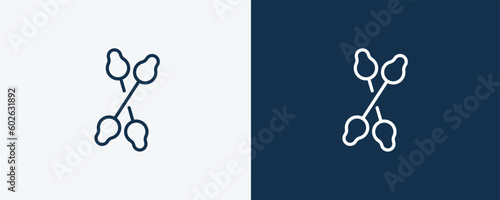 cotton swabs icon. Outline cotton swabs icon from Hygiene and Sanitation collection. Linear vector isolated on white and dark blue background. Editable cotton swabs symbol.