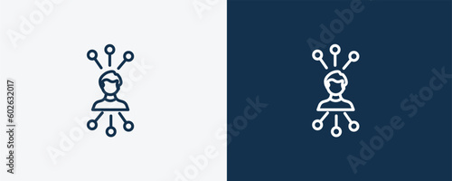 multitask icon. Outline multitask icon from Human Resources collection. Linear vector isolated on white and dark blue background. Editable multitask symbol.
