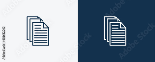 files icon. Outline  files icon from Human Resources collection. Linear vector isolated on white and dark blue background. Editable files symbol.