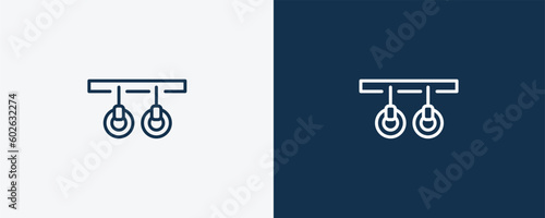 gymnastic rings icon. Outline gymnastic rings icon from Fitness and Gym collection. Linear vector isolated on white and dark blue background. Editable gymnastic rings symbol.