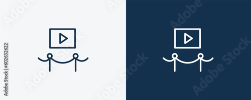 electronics icon. Outline electronics icon from museum and exhibition collection. Linear vector isolated on white and dark blue background. Editable electronics symbol.