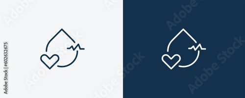 blood pressure icon. Outline blood pressure icon from medical collection. Linear vector isolated on white and dark blue background. Editable blood pressure symbol