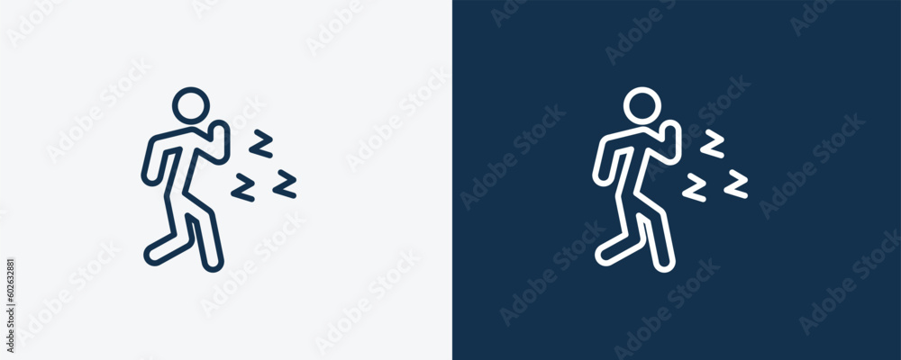 Naklejka premium pissed off human icon. Outline pissed off human icon from feeling and reaction collection. Linear vector isolated on white and dark blue background. Editable pissed off human symbol.