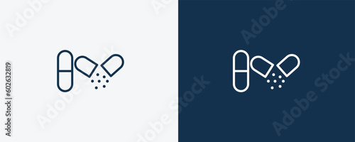 antibiotic icon. Outline antibiotic icon from medical collection. Linear vector isolated on white and dark blue background. Editable antibiotic symbol