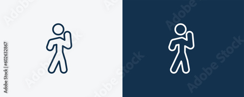 proud human icon. Outline proud human icon from feeling and reaction collection. Linear vector isolated on white and dark blue background. Editable proud human symbol.