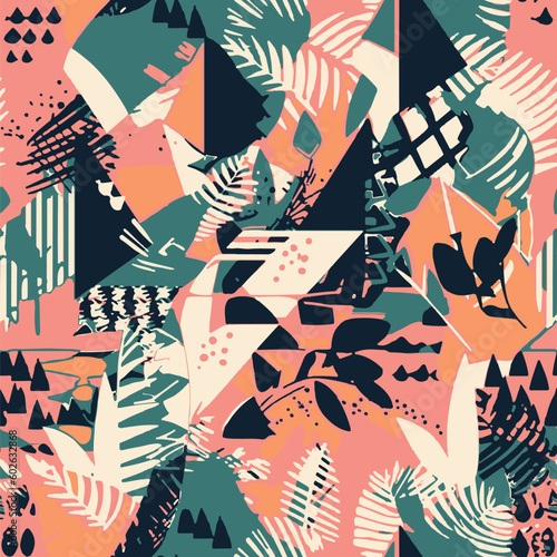 bright abstract geometric tropical seamless pattern for sportswear