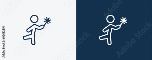 lucky human icon. Outline lucky human icon from feeling and reaction collection. Linear vector isolated on white and dark blue background. Editable lucky human symbol.