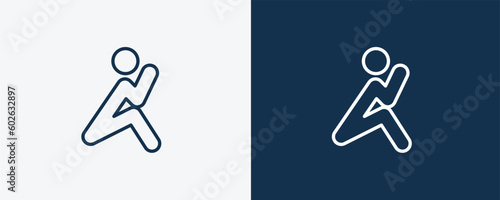lonely human icon. Outline lonely human icon from feeling and reaction collection. Linear vector isolated on white and dark blue background. Editable lonely human symbol.