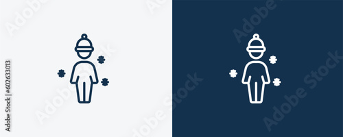 chill human icon. Outline chill human icon from feeling and reaction collection. Linear vector isolated on white and dark blue background. Editable chill human symbol.