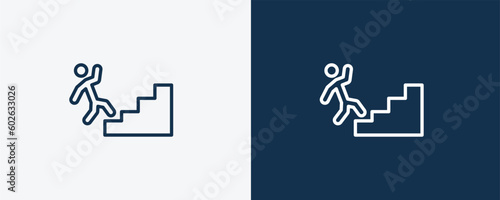 blah human icon. Outline blah human icon from feeling and reaction collection. Linear vector isolated on white and dark blue background. Editable blah human symbol.