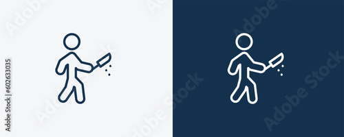 awful human icon. Outline awful human icon from feeling and reaction collection. Linear vector isolated on white and dark blue background. Editable awful human symbol.