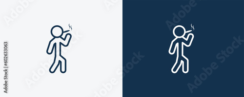 bad human icon. Outline bad human icon from feeling and reaction collection. Linear vector isolated on white and dark blue background. Editable bad human symbol.