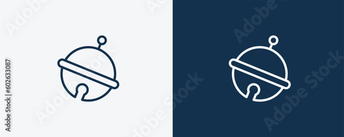 sleigh bell icon. Outline sleigh bell icon from culture and civilization collection. Linear vector isolated on white and dark blue background. Editable sleigh bell symbol.