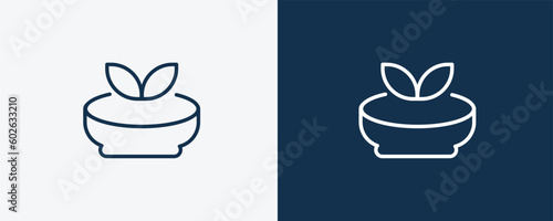 gazpacho icon. Outline gazpacho icon from culture and civilization collection. Linear vector isolated on white and dark blue background. Editable gazpacho symbol.