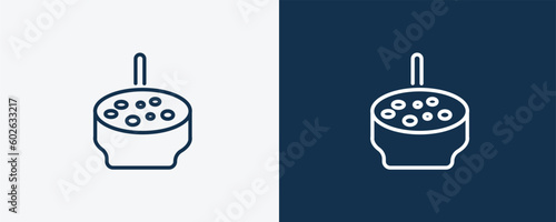 crema catalana icon. Outline crema catalana icon from culture and civilization collection. Linear vector isolated on white and dark blue background. Editable crema catalana symbol.