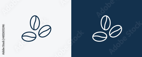 coffee grains icon. Outline coffee grains icon from culture and civilization collection. Linear vector isolated on white and dark blue background. Editable coffee grains symbol.