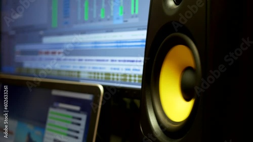 Strong oscillation of the monitor speaker. Loud sounds