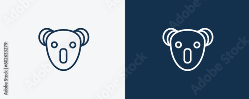 australian koala icon. Outline australian koala icon from culture and civilization collection. Linear vector isolated on white and dark blue background. Editable australian koala symbol.