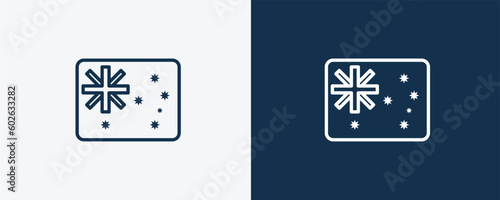 australian flag icon. Outline australian flag icon from culture and civilization collection. Linear vector isolated on white and dark blue background. Editable australian flag symbol.