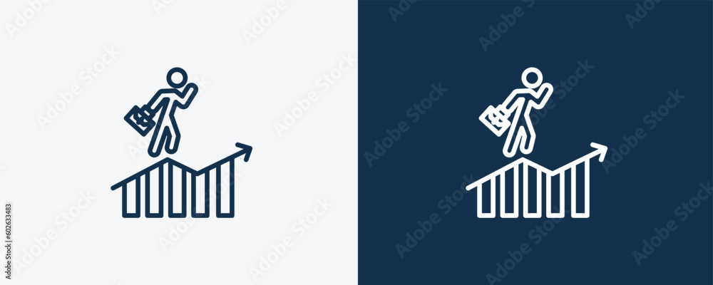 success man icon. Outline and vector success man icon from business and finance collection. Line and glyph vector isolated on white background. Editable success man symbol.