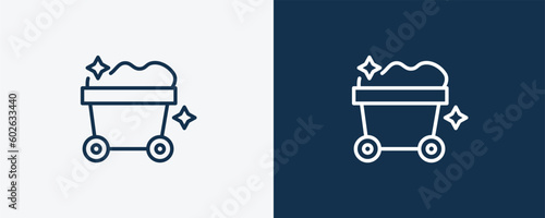 mining cart icon. Outline and vector mining cart icon from business and finance collection. Line and glyph vector isolated on white background. Editable mining cart symbol.