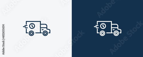 carrier icon. Outline  carrier icon from transportation collection. Linear vector isolated on white and dark blue background. Editable carrier symbol can be used web and mobile photo