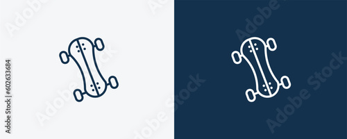 longboard icon. Outline  longboard icon from transportation collection. Linear vector isolated on white and dark blue background. Editable longboard symbol can be used web and mobile